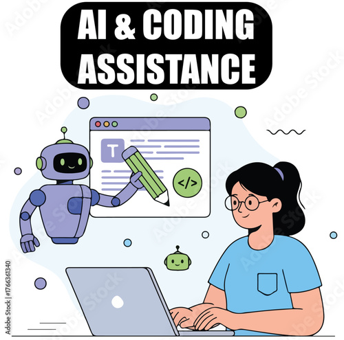 Prompt Engineering Work Concept. Business Character Generating Text Content with Generative AI Model. Artificial Intelligence Technology. Vector Illustration.