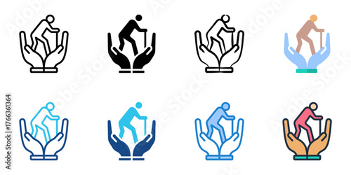 Geriatrics icon set multiple style collection 
