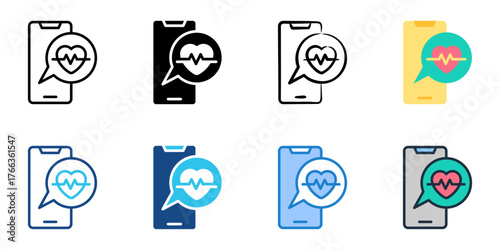 Health app icon set multiple style collection 
