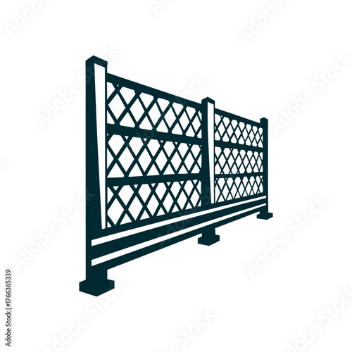 Construction Barrier Fence Illustration Isolated A rust orange construction barrier fence stretches on a burnt sienna plane