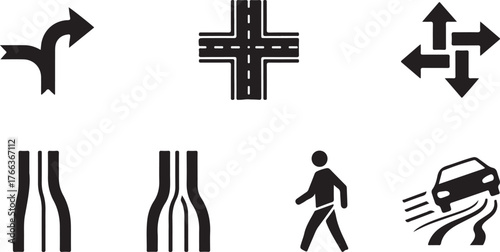 Essential road traffic symbols for navigation safety and transportation designs collection vector