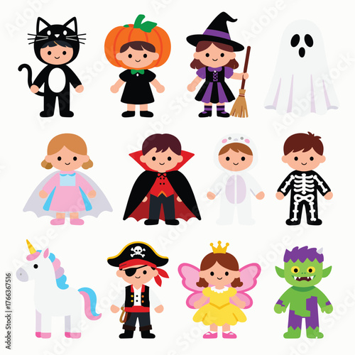 Vector style drawing of Halloween set