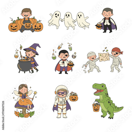 Vector style drawing of Halloween set