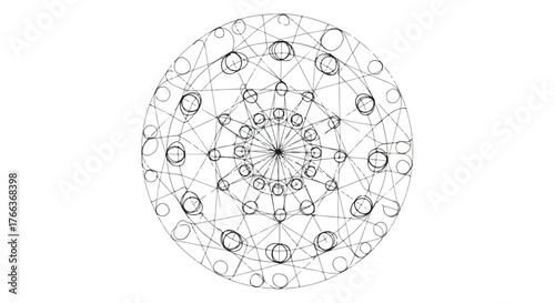 Geometric mandala circular symmetry in detailed line art illustration.