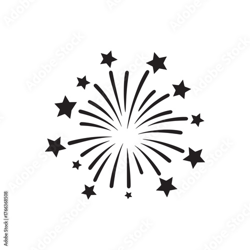 Simple black and white fireworks burst illustration