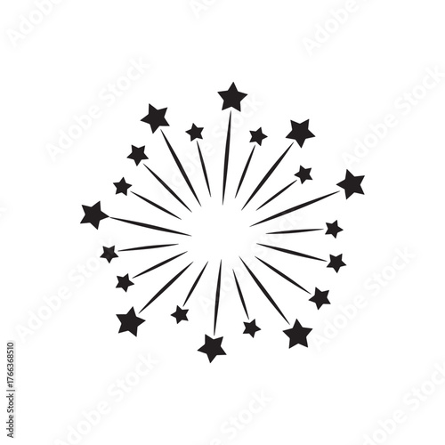 Hand drawn starburst explosion with radiating lines
