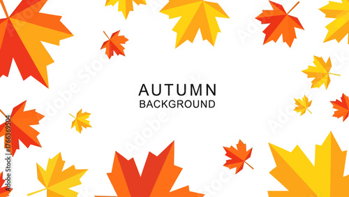 Autumn Leaf Border Background With Bright Orange, Red, And Yellow Leaves In White Space