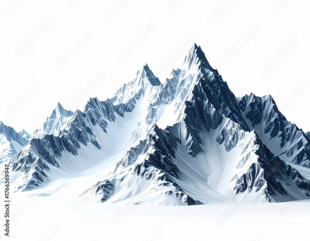 Obraz premium 3D renders - mountains - landscapes - isolated white Background