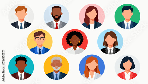 A group of people with different colored hair and clothing. The image is meant to represent diversity and inclusivity in the workplace