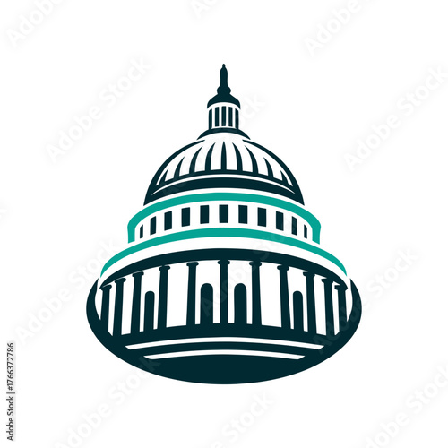 City Hall Dome Vector Illustration on White A pearl white city hall dome rises on an alabaster background