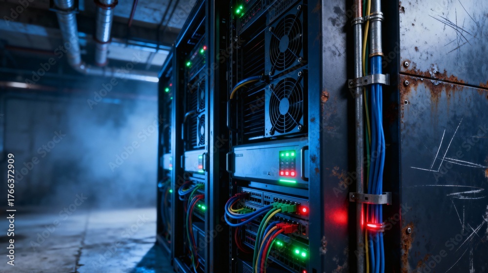 Obraz premium Understanding data center infrastructure server racks and network cabling systems design