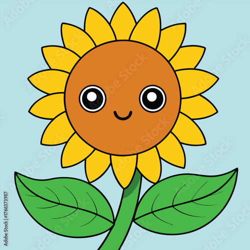 sunflower colorful vector art illustration design