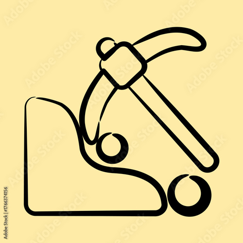 Icon surface mine. Gold mining elements. Icon in hand drawn style.