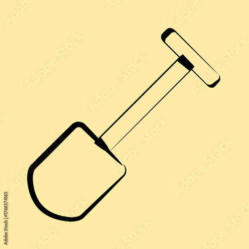 Icon shovel. Gold mining elements. Icon in hand drawn style.