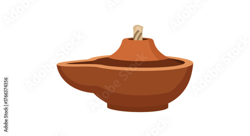 Traditional clay oil lamp for diwali isolated on white background