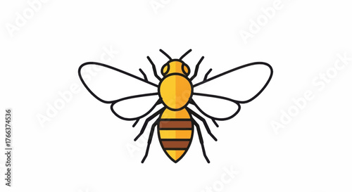 Stylized Bee Insect Illustration Simple Flat Design.