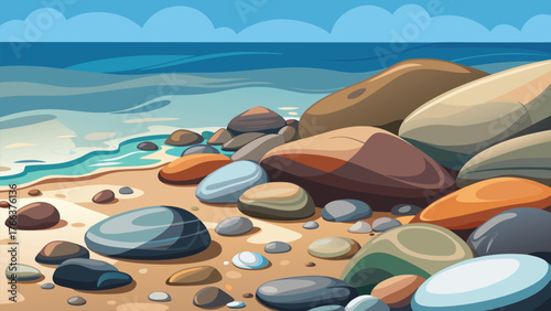 pebble shore realistic mixed texture.