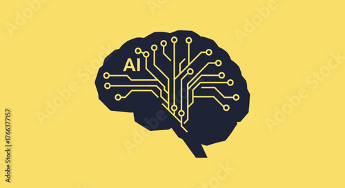 AI Brain Artificial Intelligence Concept with Circuit Board Design.