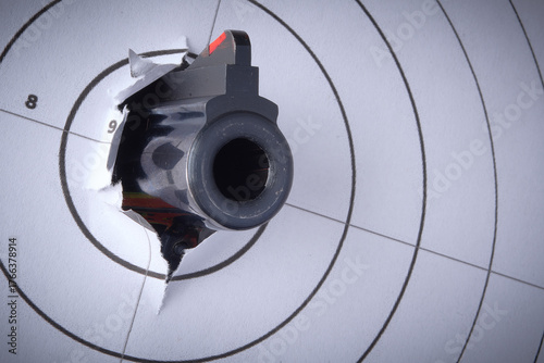 Photography Pistol & target, .41 Smith & Wesson magnum, gun control