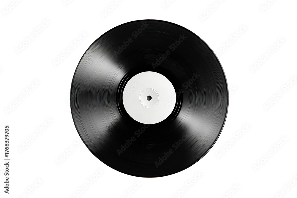 Obraz premium Black Vinyl Record Isolated on Transparent Background Viewed Directly from Above