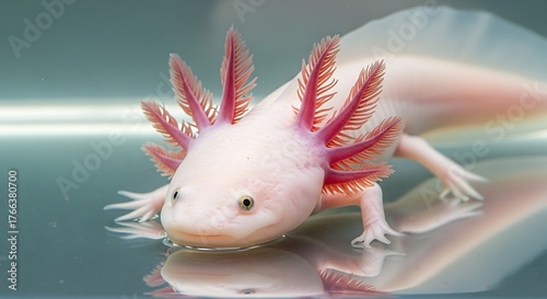 Axolotl Portrait - A Close-Up of a Pink Amphibian.