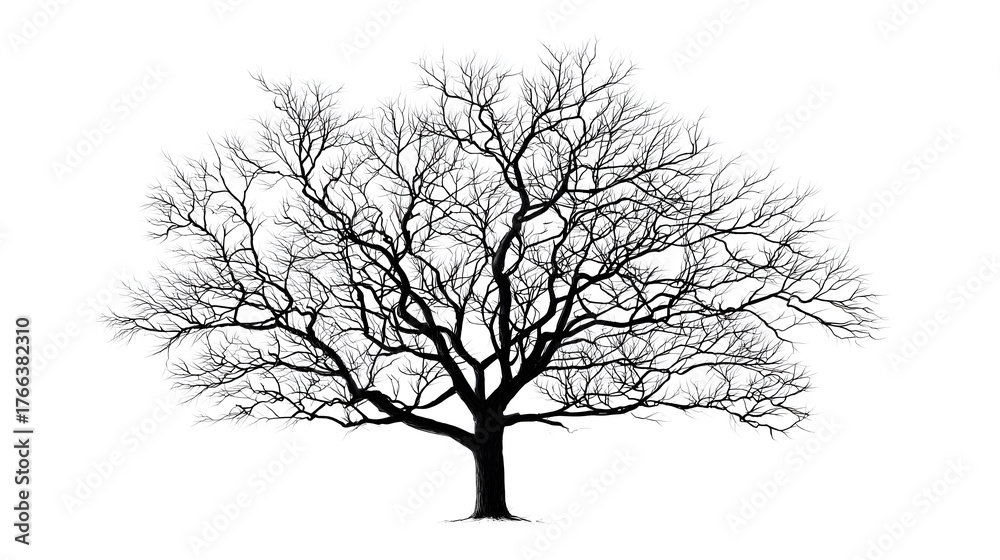 Obraz premium Bare Tree Silhouette isolated on white background.