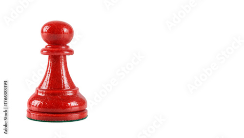 A single red chess pawn isolated on transparent background