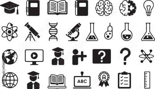 Education and Science Symbols Vector Illustration Set for Design Resources and Academic Projects