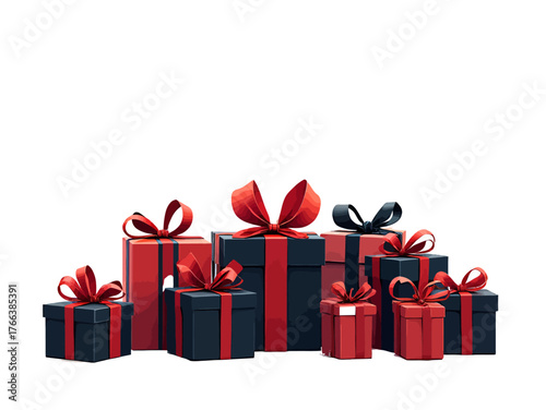 Black Friday gift box vector poster with ribbons
