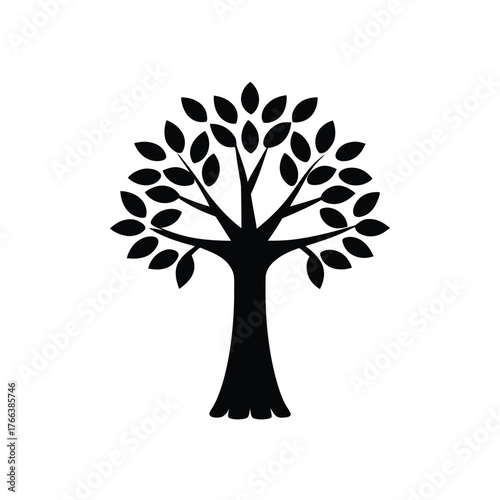 Baobab Tree Silhouette Vector for African Nature, Safari, and Eco Design