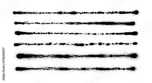 Dynamic collection of black spray paint lines offering versatile grunge textures and artistic brush stroke elements for graphic design projects and urban-themed aesthetics