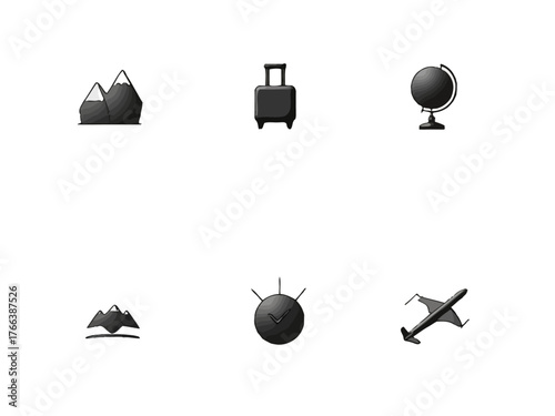  Travel and adventure silhouette icons