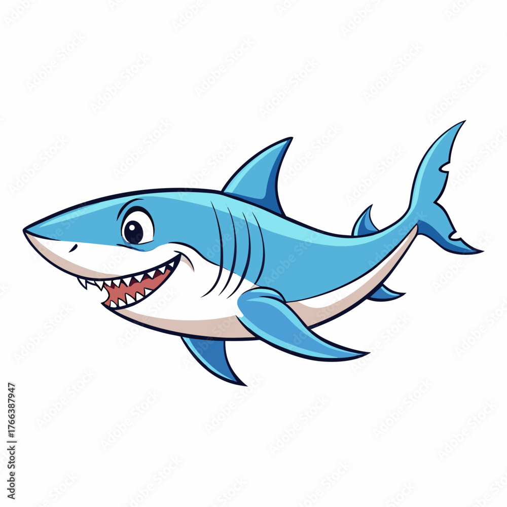 Fototapeta premium shark cartoon isolated on white