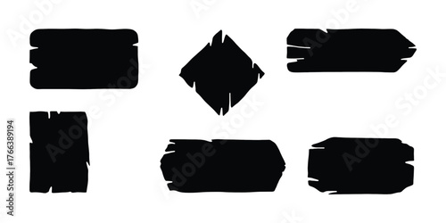 Blank Wooden Sign Silhouette Vector. Vintage Label Frames Collection