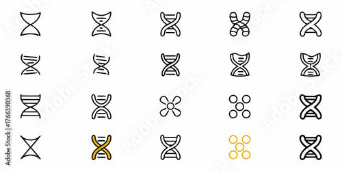 Explore modern science with stylized DNA icons, perfect for educational materials, research presentations, or innovative healthcare branding, showcasing genetic concepts