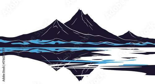 Majestic Mountain Range Reflected in Serene Lake Waters.