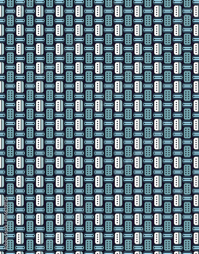 Retro Geometric Pattern with Blue and White Rectangles