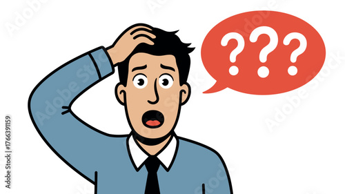 A confused man has a question and is scratching his head in disbelief.