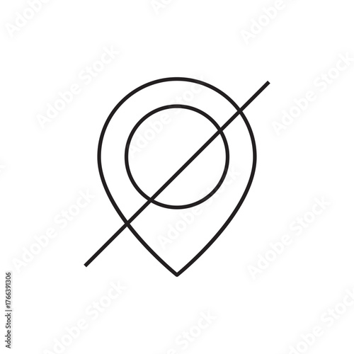 Disabled Geolocation Pin Outline Vector Icon Design