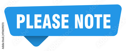 please note sticker. please note blue sign isolated on transpatent background