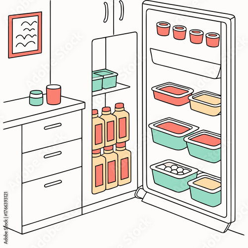Fridge full of food containers