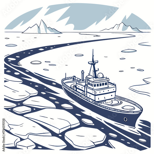 Icebreaker ship in arctic waters