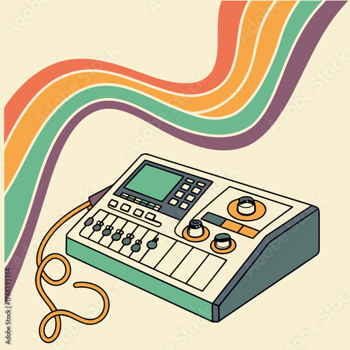 Retro synthesizer with rainbow isolated