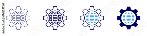 Configuration deployment icon in 4 different styles. Thin Line, Line, Bold Line, Duotone. Duotone style. Editable stroke