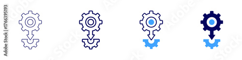 Configuration settings icon in 4 different styles. Thin Line, Line, Bold Line, Duotone. Duotone style. Editable stroke