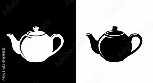 Teapot Illustration in Black and White Inverted Colors