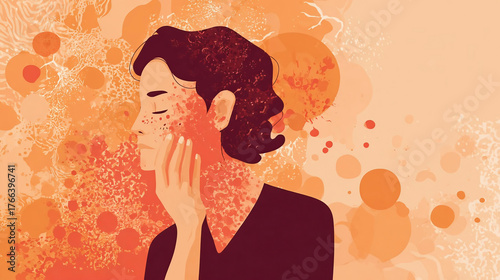 illustration of skin disease concept. Skin rash, psoriasis