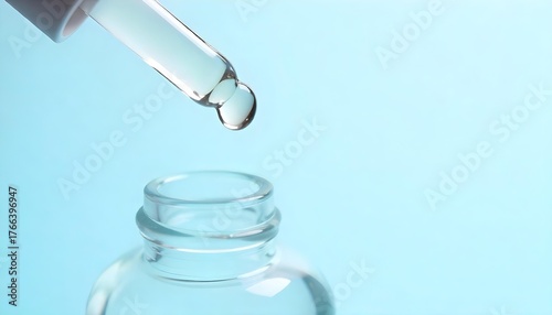 A bottle is pouring liquid into a glass bottle, showcasing the blend of beauty and skincare in a professional salon atmosphere