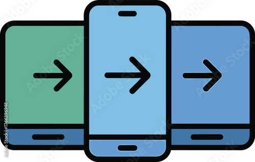 Seamless data flow across devices vector illustration in trendy modern style.