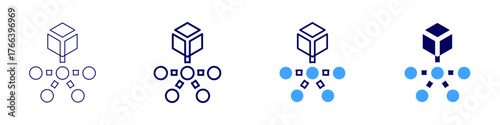 Connect database icon in 4 different styles. Thin Line, Line, Bold Line, Duotone. Duotone style. Editable stroke